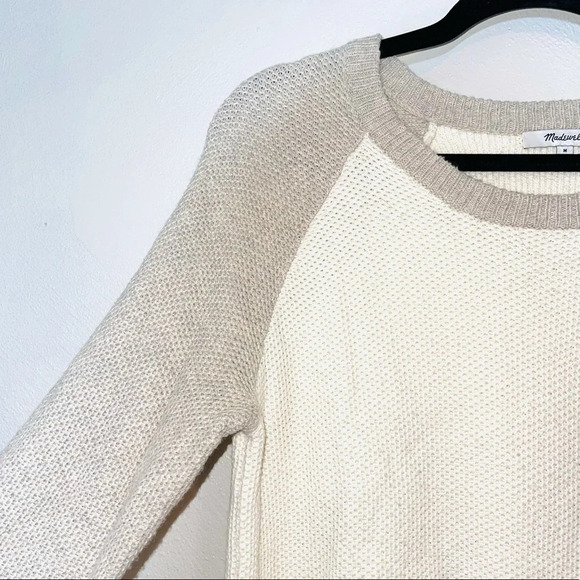 Madewell Province Cream & Tan Cross-back Pullover Knit Sweater Medium Women’s - Picture 4 of 13